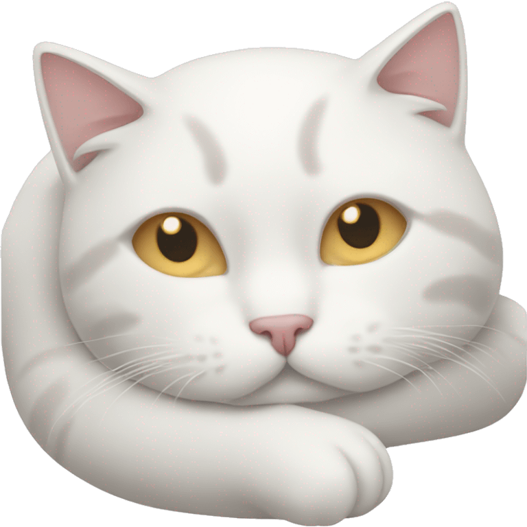 A white curled up cat napping emoji