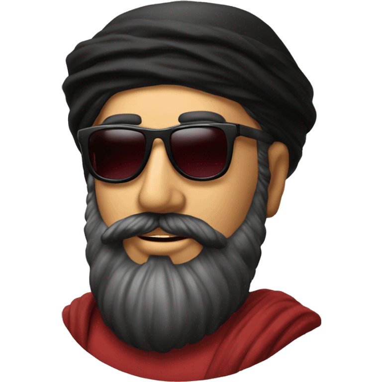 man in black sun glasses and black beard with red arafat emoji