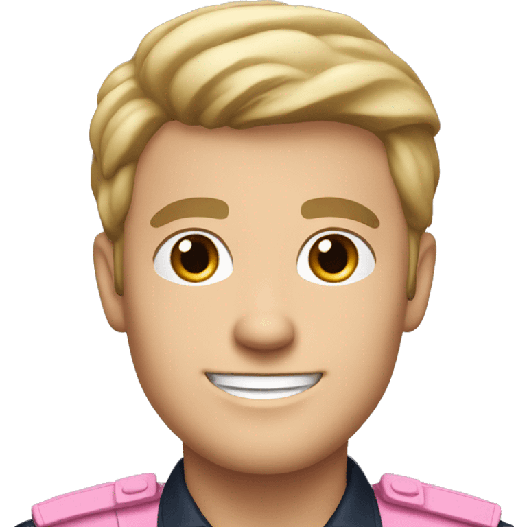 white male smiling with dark hair wearing a pink police uniform emoji