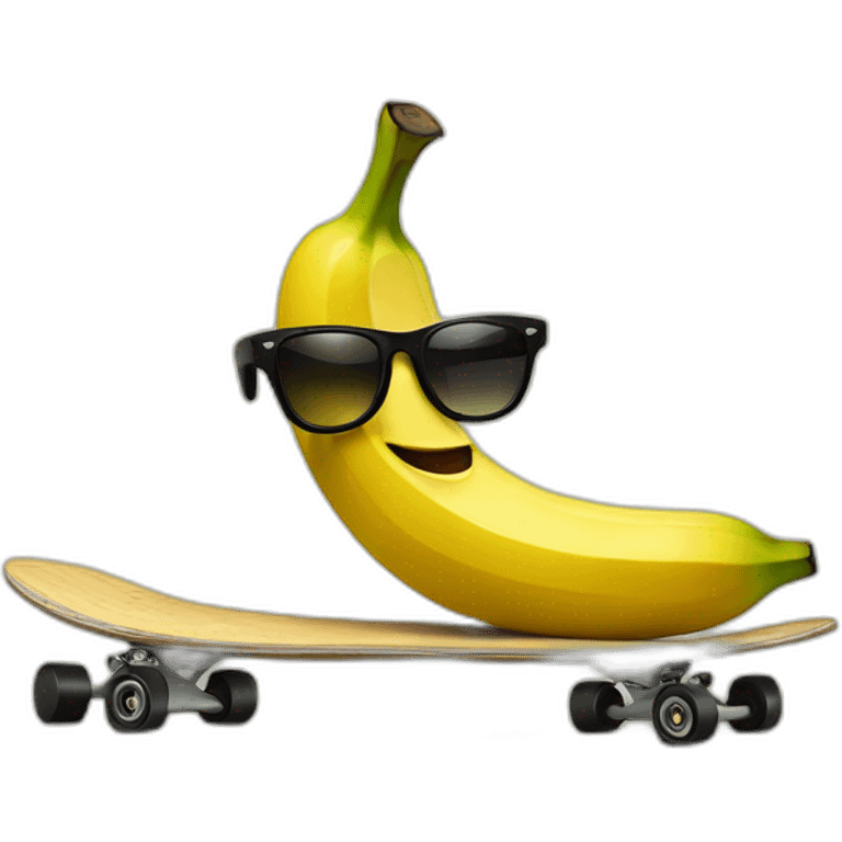 banana with sunglasses on a skateboard emoji