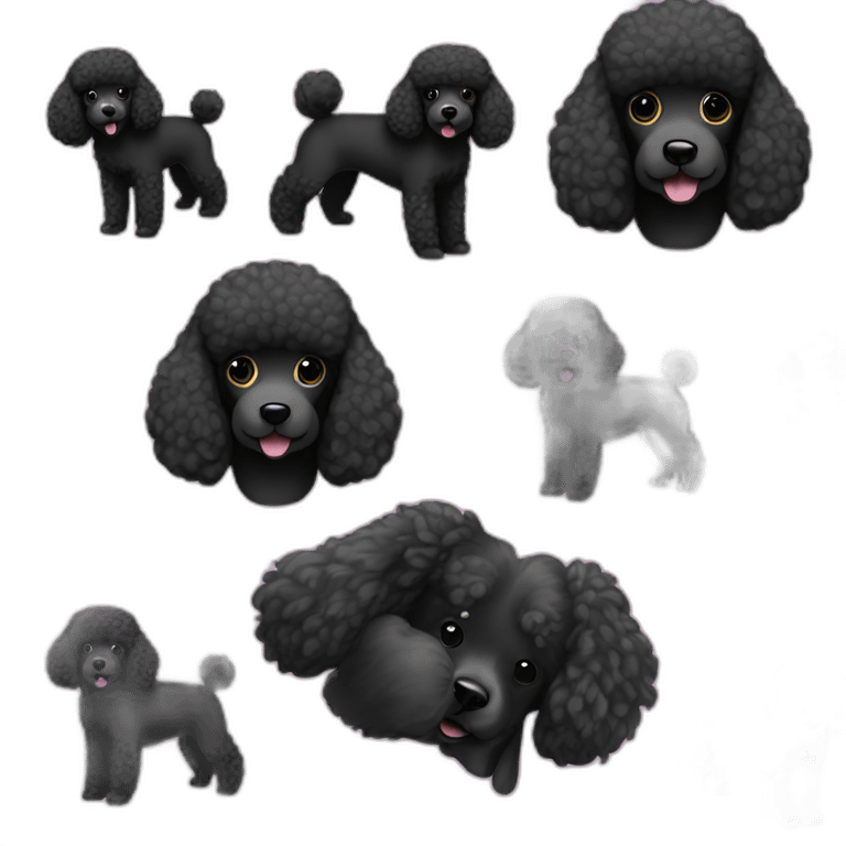 Energetic black mini poodle with short hair emoji