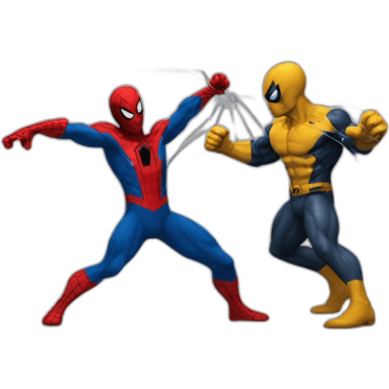 Spiderman fighting against wolverine emoji