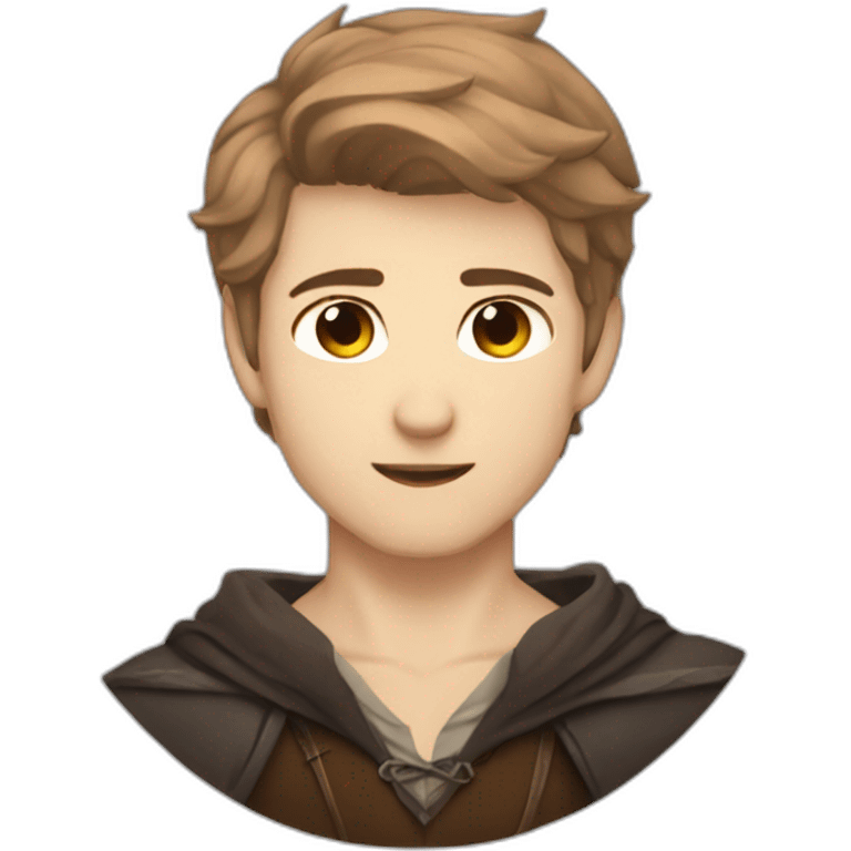 brown short hair handsome introvert vampire archer emoji