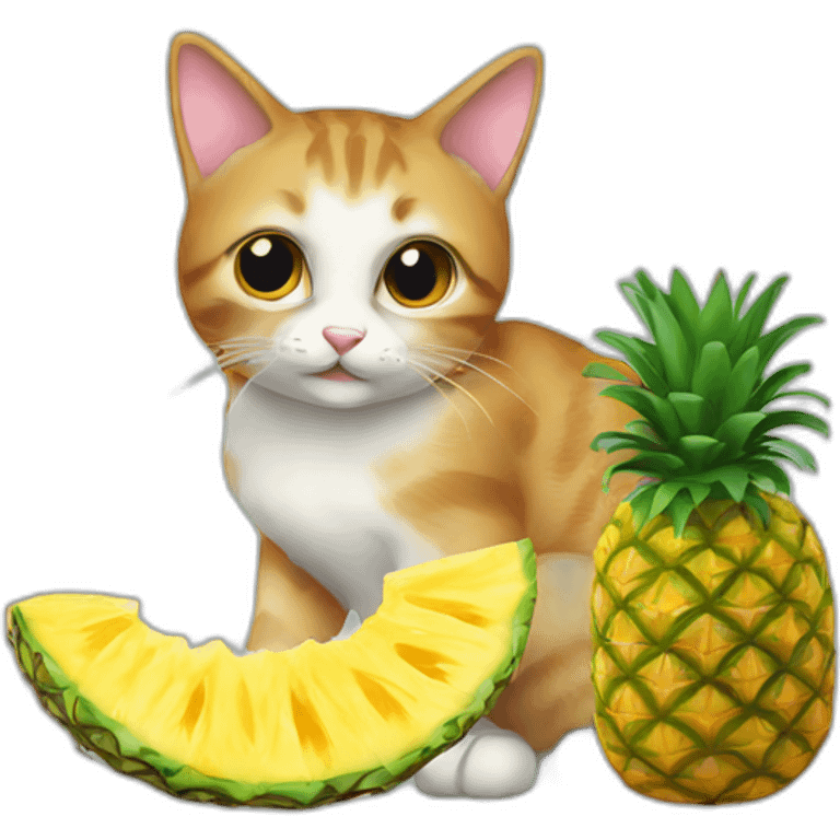 cat eating pineapple emoji