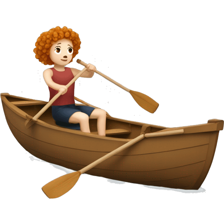 Make a rowboat with a ginger girl with curls in it who is rowing bad like a loser, shes sitting in the boat, add the boat emoji