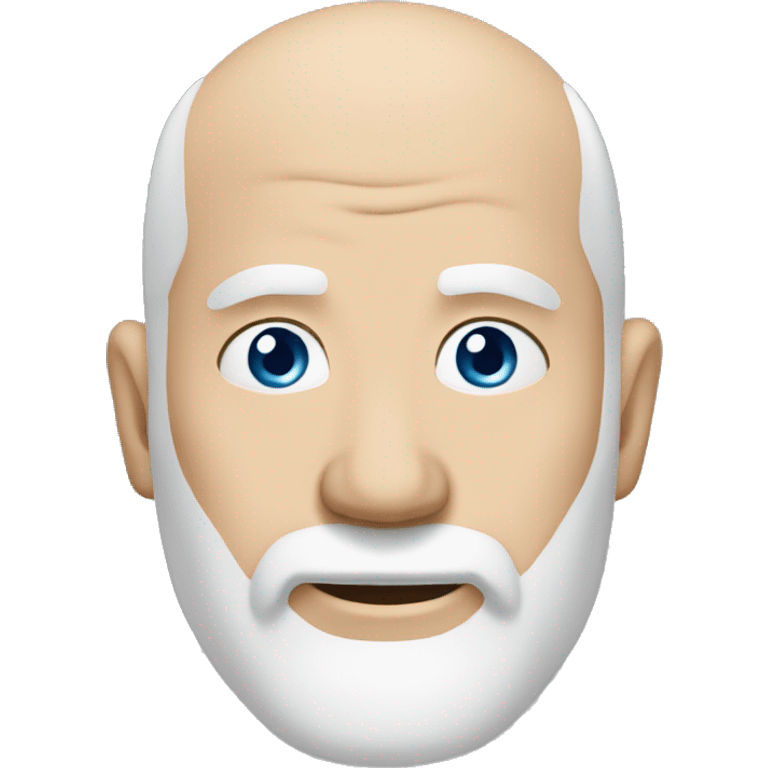 white bald man middle aged, blue eyes, sharp chin goatie beard emoji