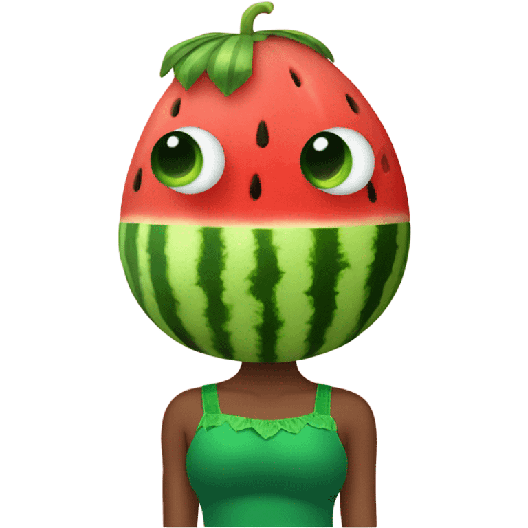 Watermelon wearing a green tutu on its head and a red tutu on its bottom emoji