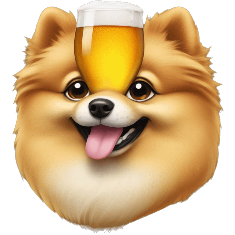 pomeranian with beer in paw emoji