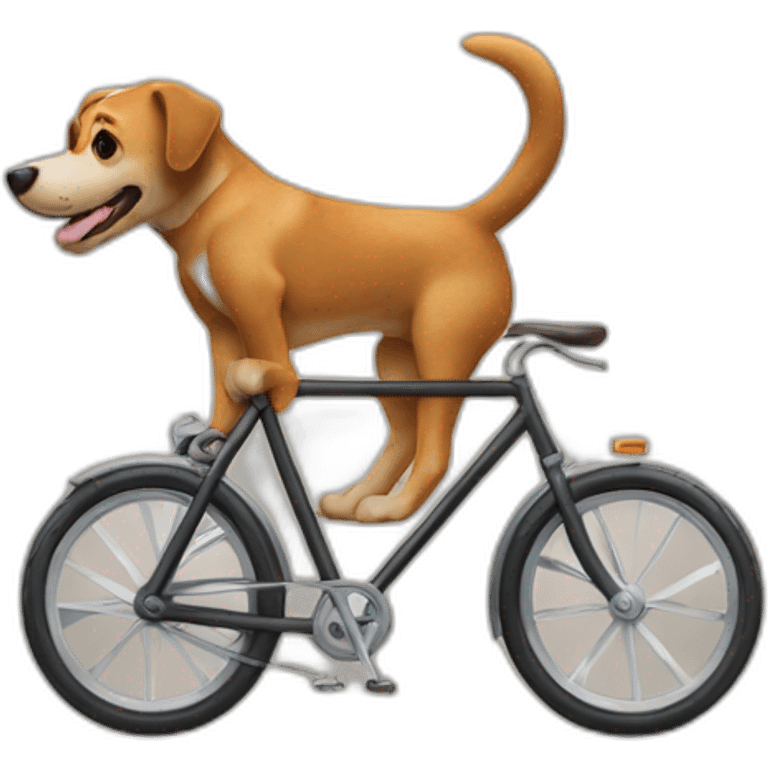 Dog upon bycycle on men emoji