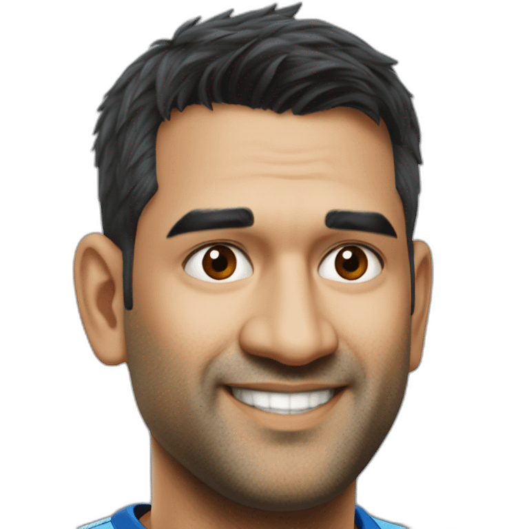 Ms dhoni right side look, smart handsome , in india jersey, only half photo emoji