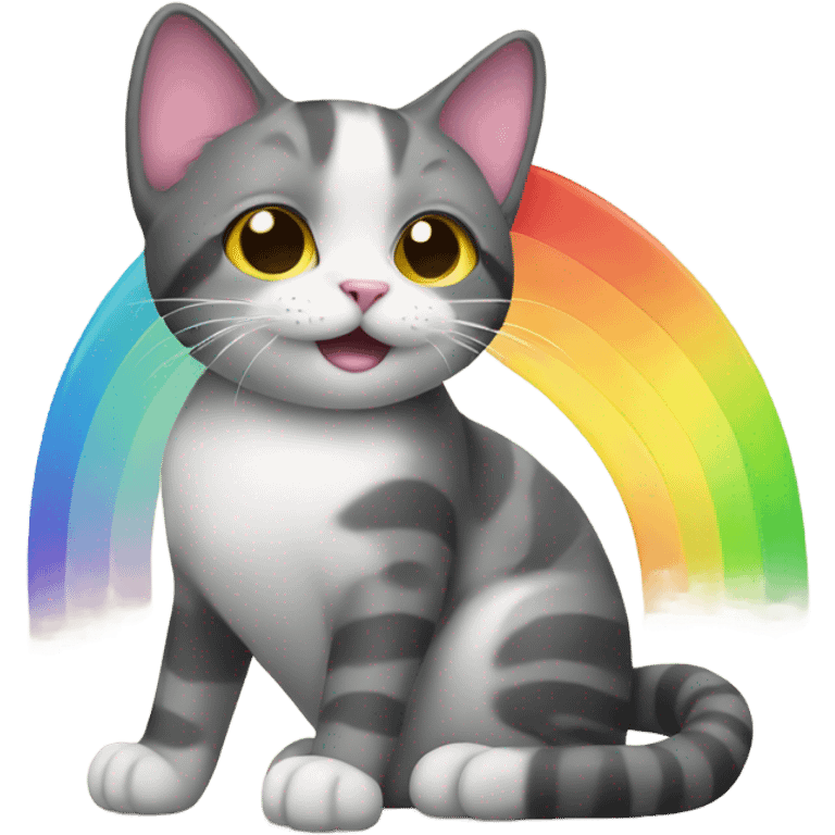 Cat holding a rainbow  emoji