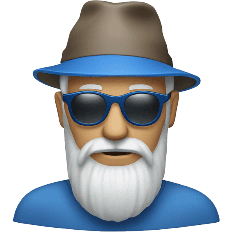 Old man, long beard, cap blue, sunglasses emoji