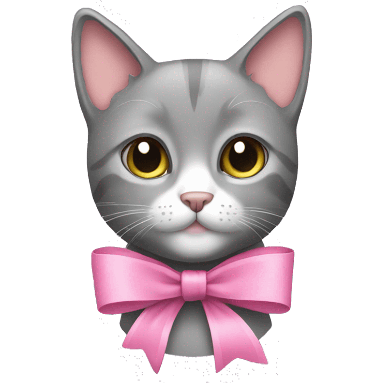 Gray cat with pink bow emoji