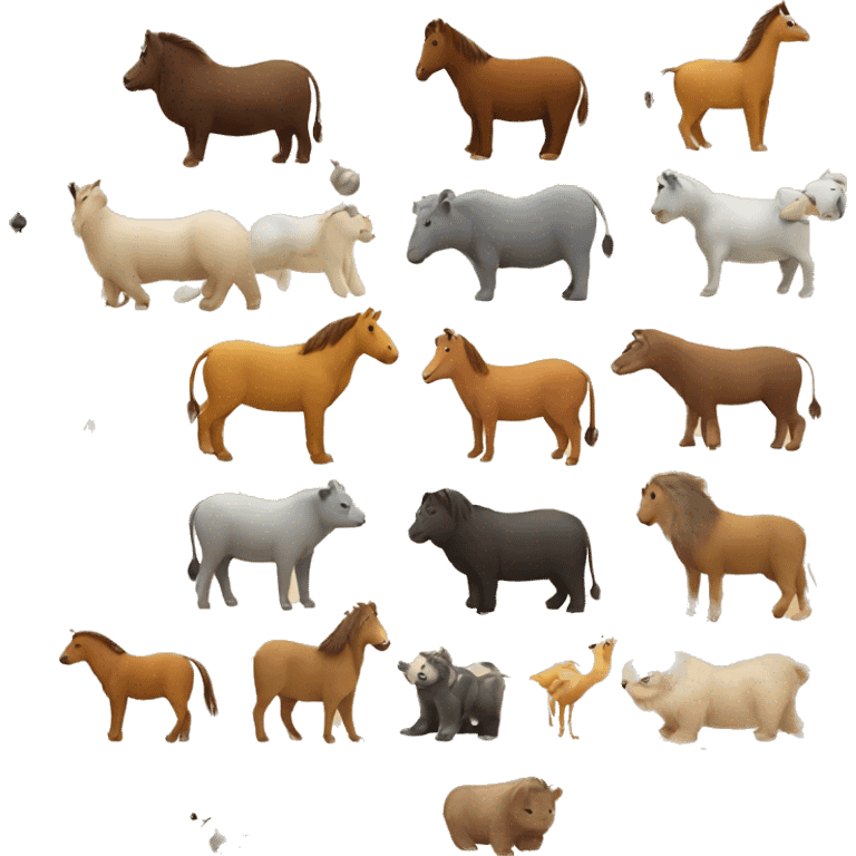 Represent the animals that were on Noah's Ark using emojis! Show pairs of each kind. emoji