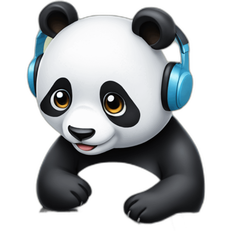 panda wearing a headset typing on the PC keyboard emoji