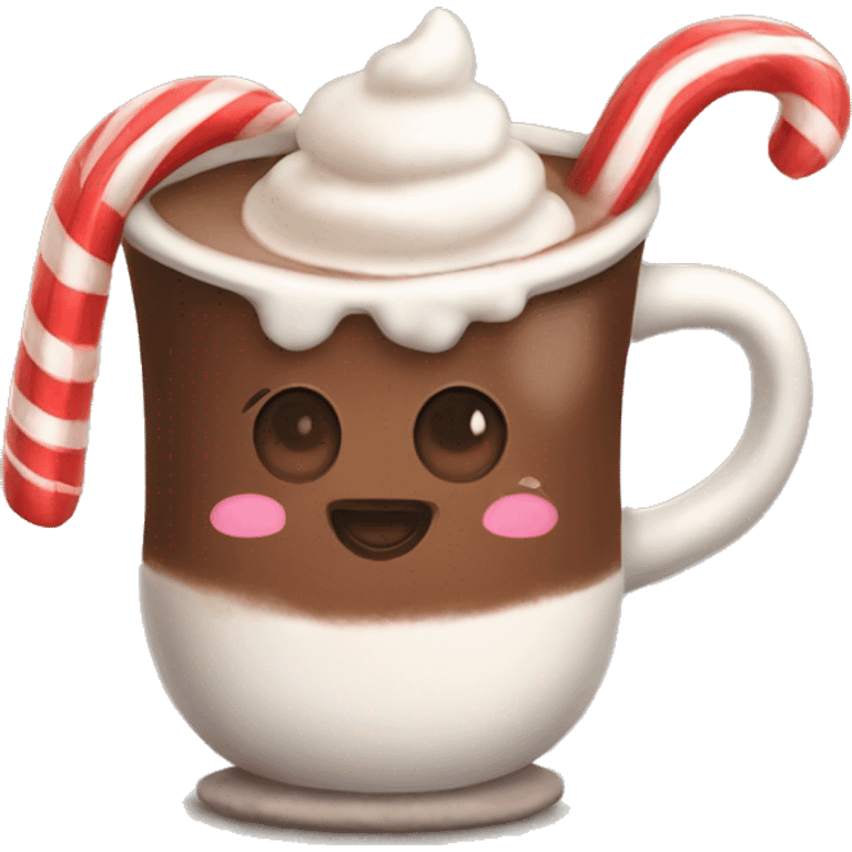 Cozy hot cocoa with candy cane sticking out emoji