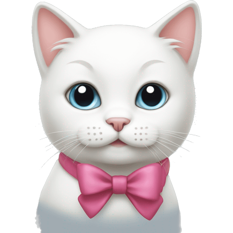 Create a cute white cat with a bow emoji