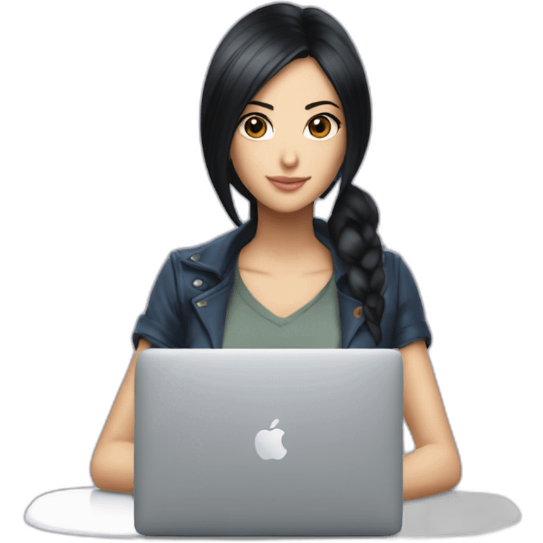 nico robin with a macbook emoji