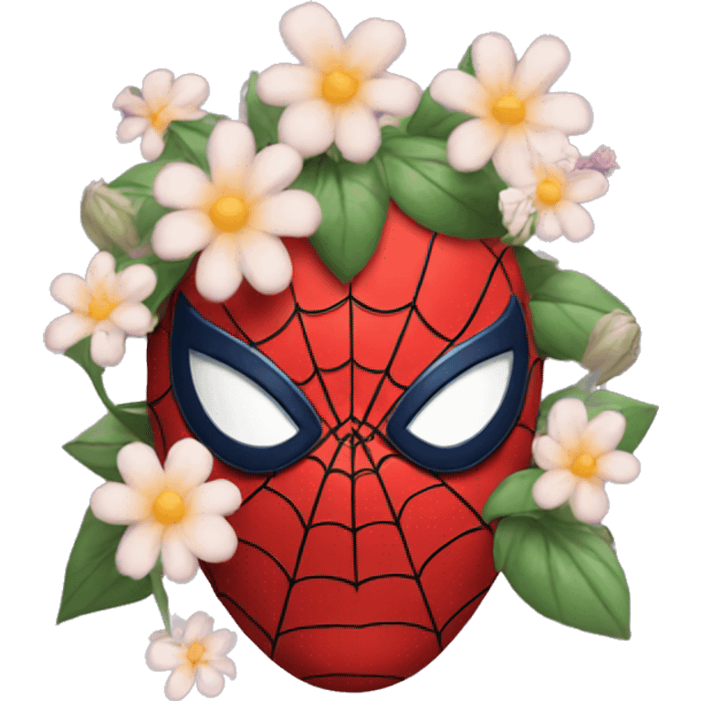 Spiderman with flowers  emoji