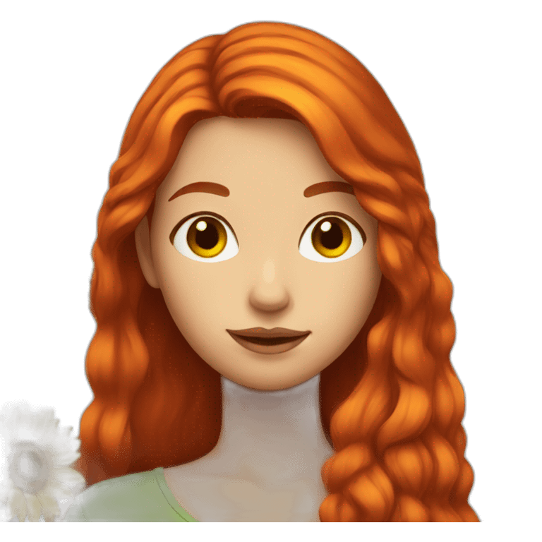 red-haired girl with a sunflower emoji