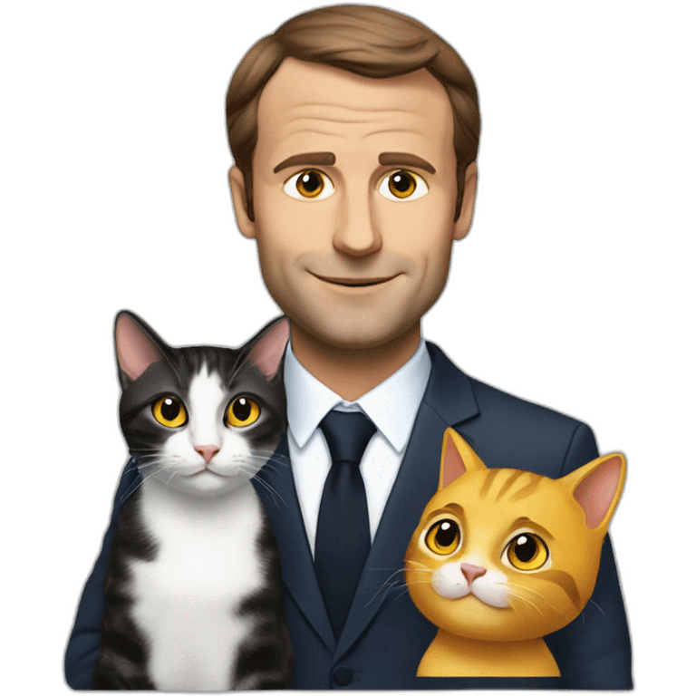 Macron with cat emoji