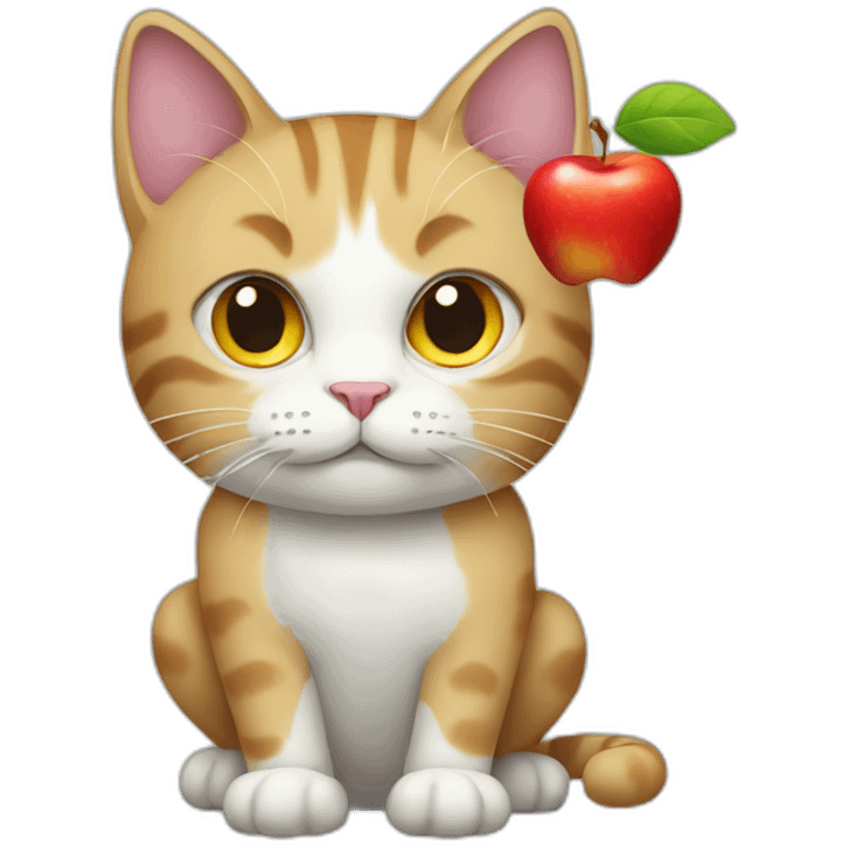 cat with apple emoji