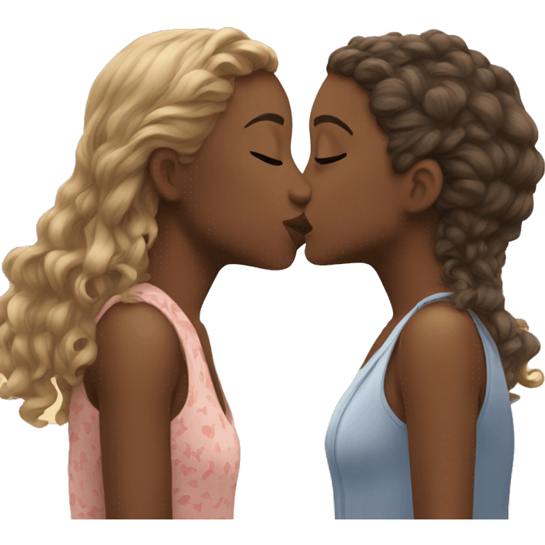 two pretty girls kissing on the beach emoji