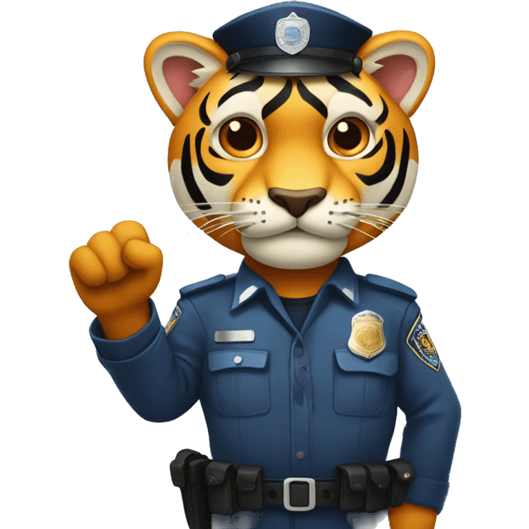 police tiger holding up hand to sto emoji