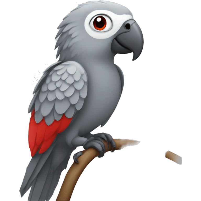 Gray parrot with one red on his ass emoji