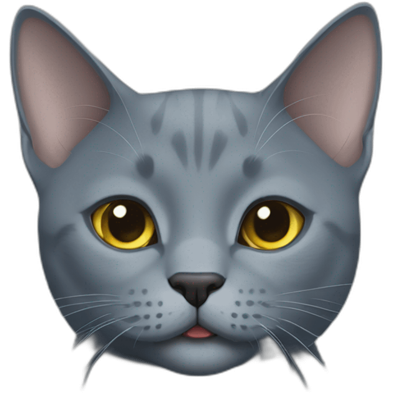 Russian blue cat celebrating no collar emoji