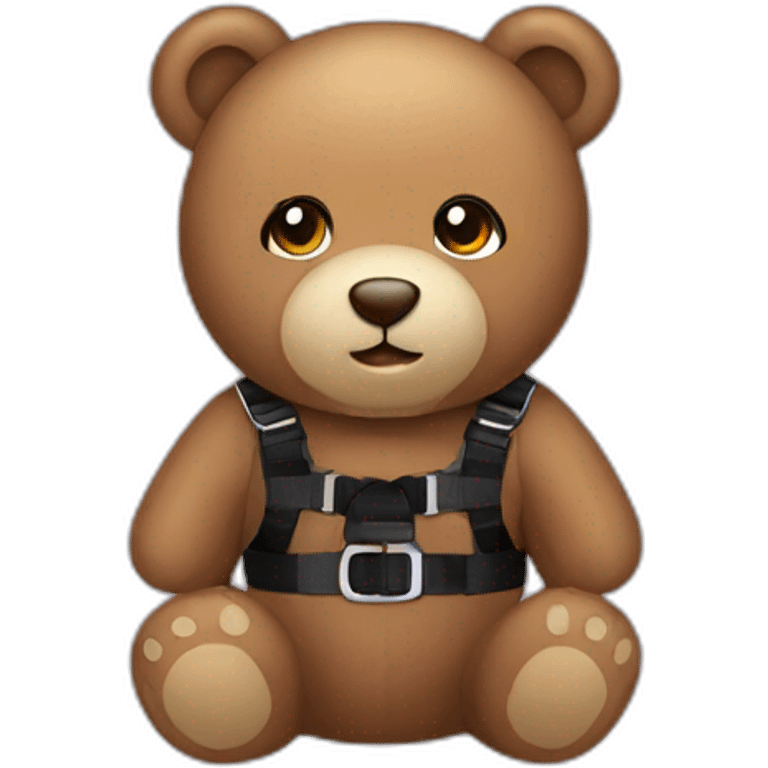 Teddy bear in black harness emoji