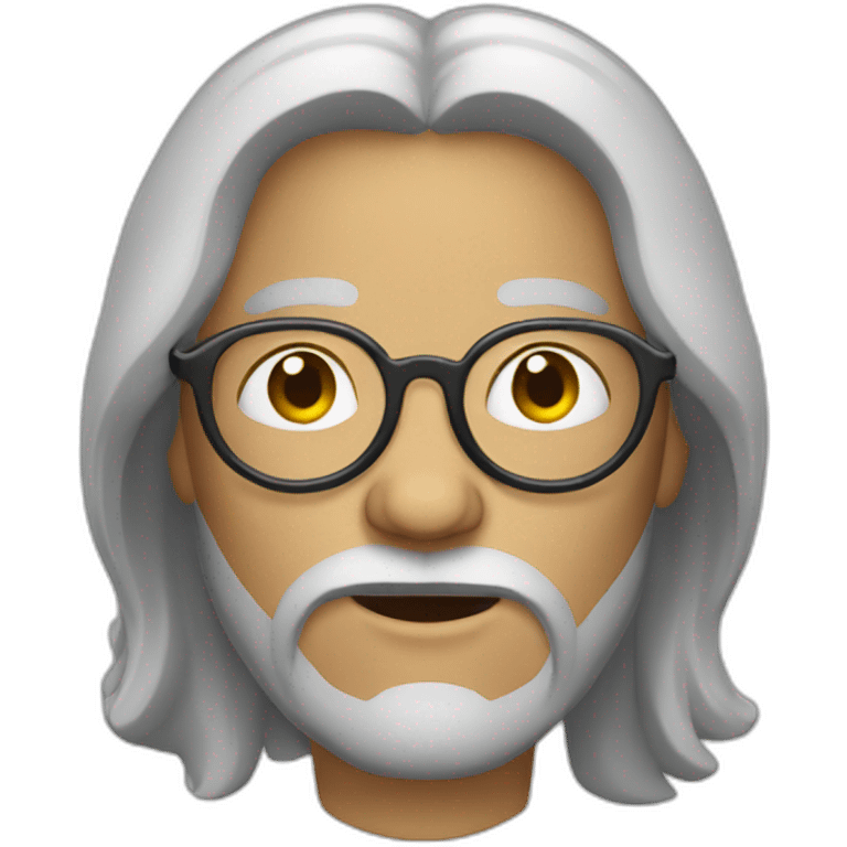 Jesus with round eye glasses with receding gray hair  emoji