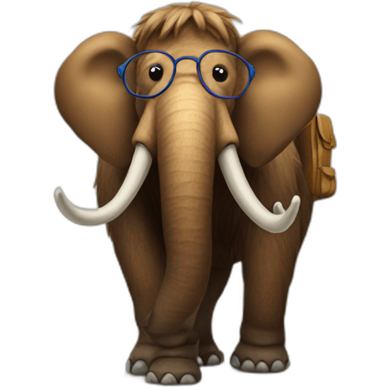 Mammoth with backpack and glasses emoji