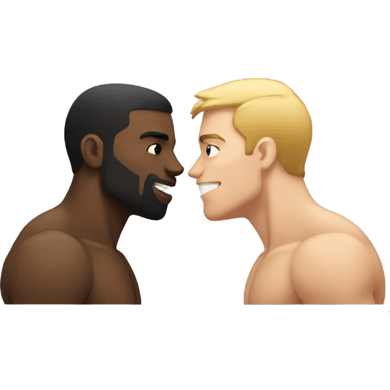 buff white guy kissing buff black guy emoji