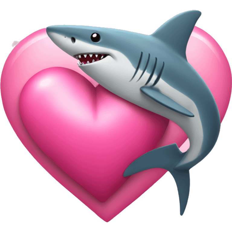 Shark hugging a big pink heart emoji