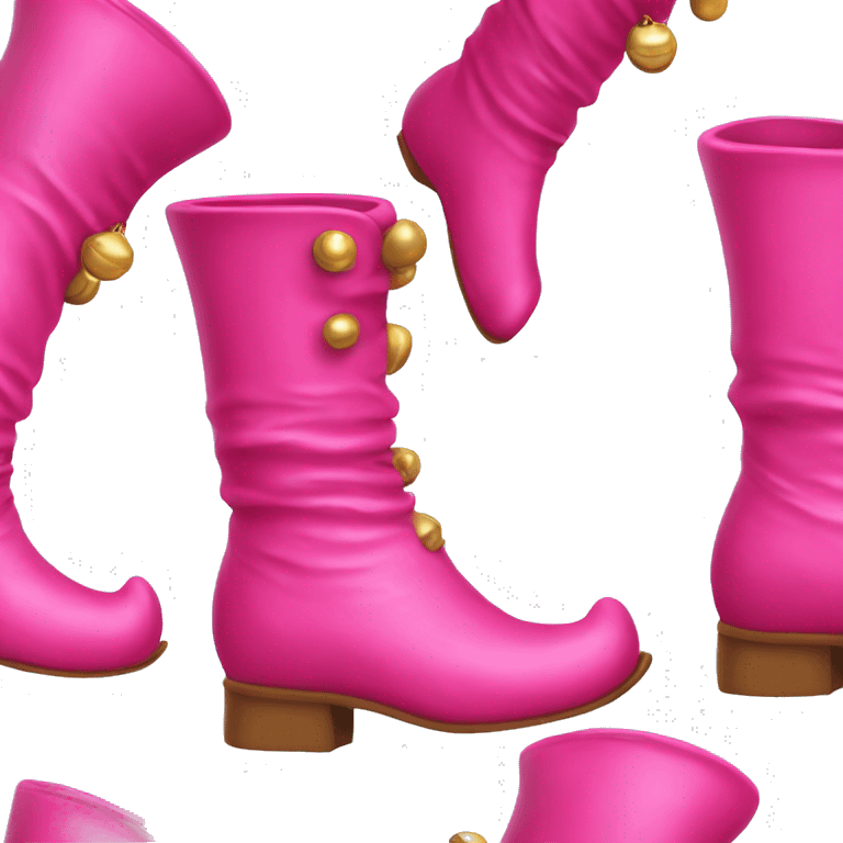 Realistic isolated hot pink elf boots with bells. emoji