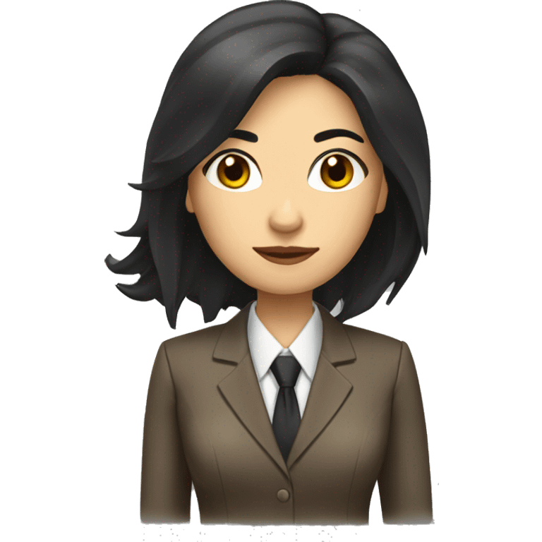 Female defense attorney with long black hair with brown suit emoji