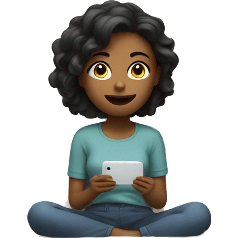 girl watching tv while on bed emoji