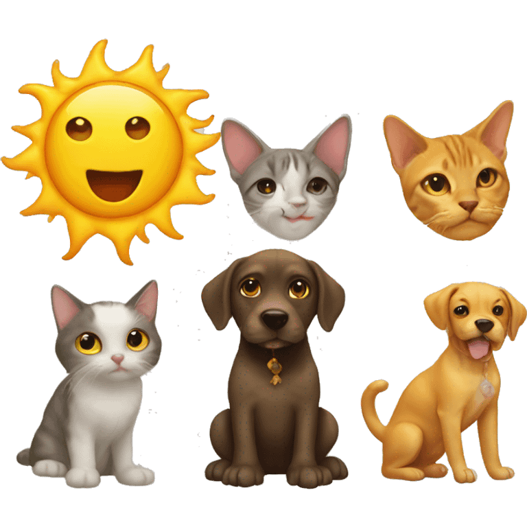 sun,cat,dog emoji