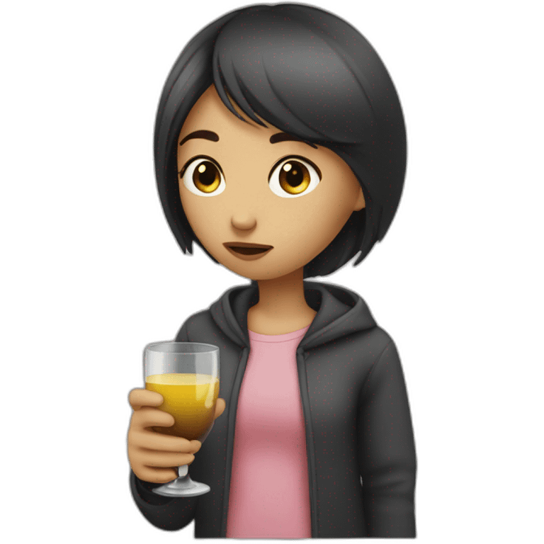 girl sad with a glass in her hand emoji