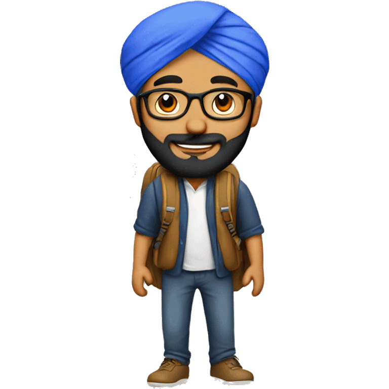 Sikh guy with glasses and backpack emoji