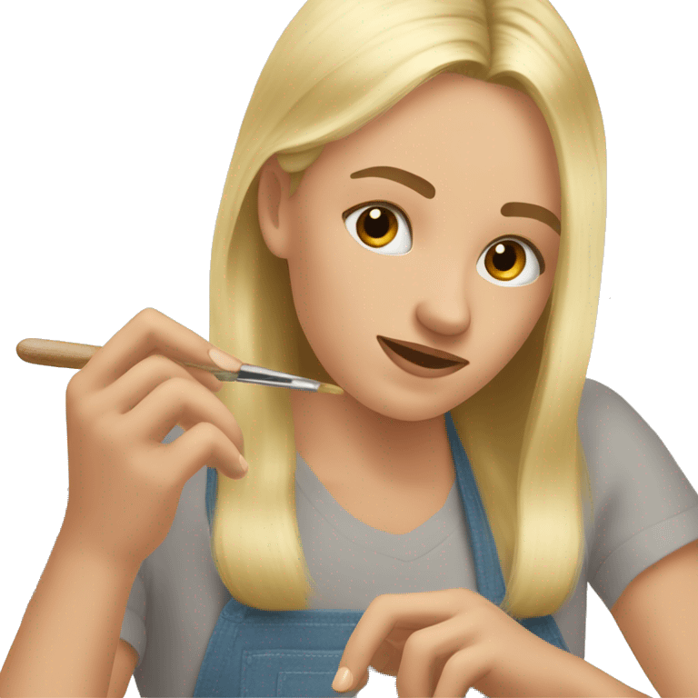 blonde daughter paints blonde dad's nails emoji