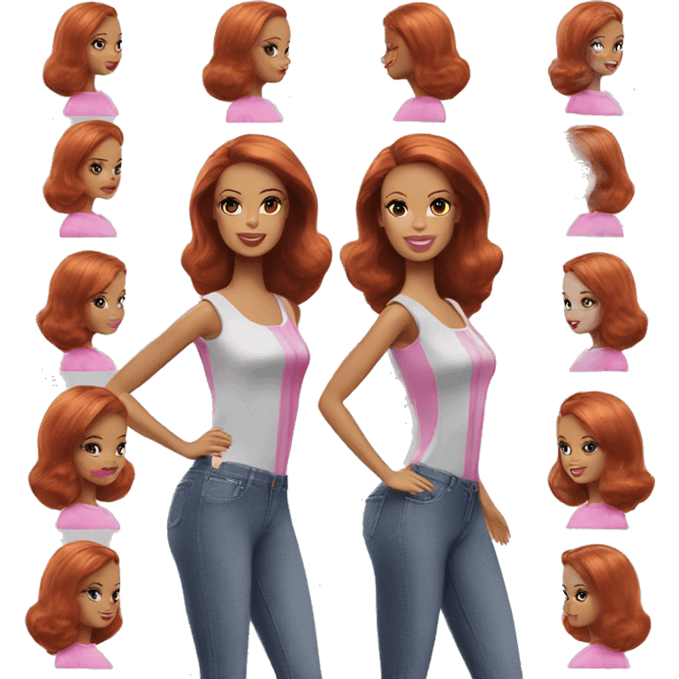 barbie, auburn hair emoji