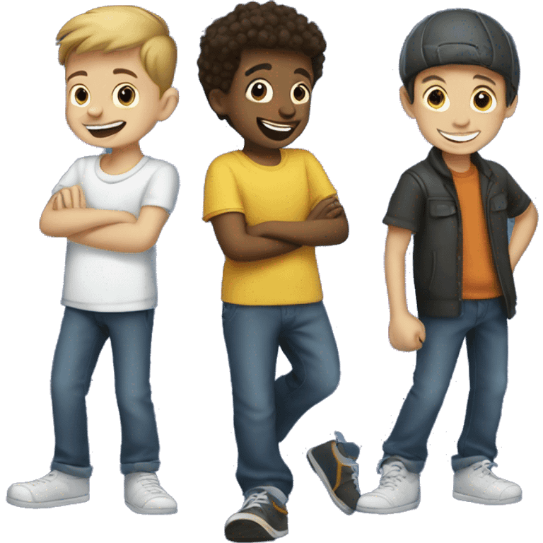 three boys having fun emoji