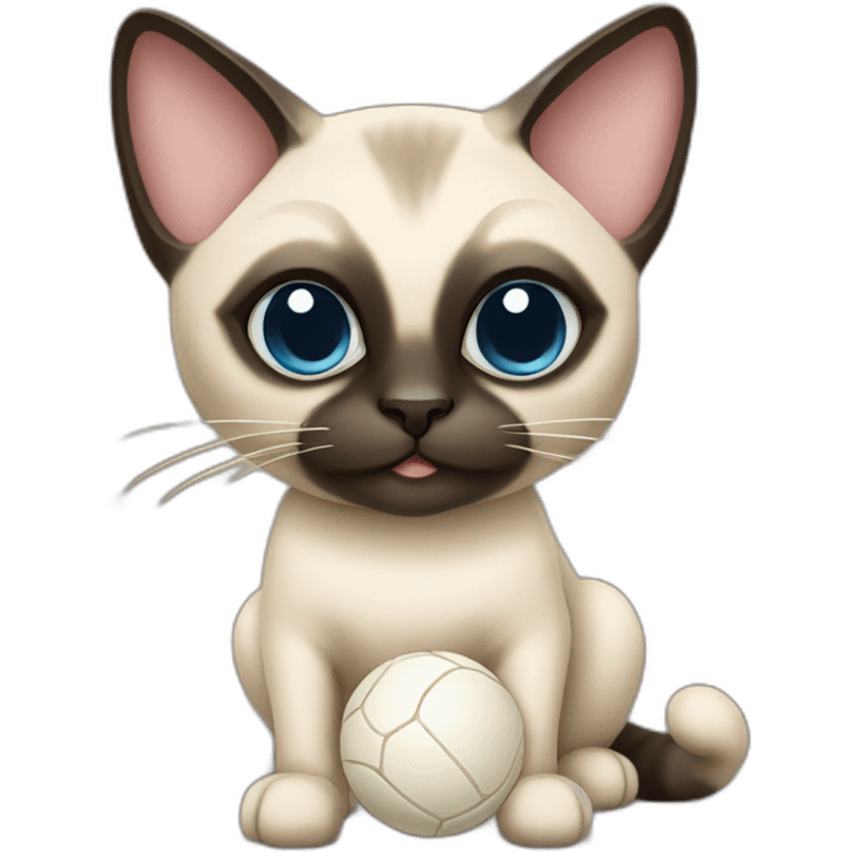 Siamese cat with cat's ball emoji