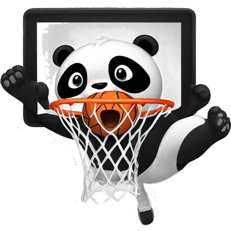 Panda dunking a basketball emoji