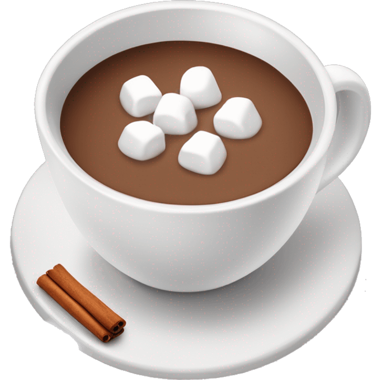 A steaming cup of hot cocoa with whipped cream, marshmallows, and a sprinkle of cinnamon. emoji