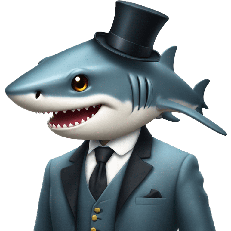 Shark with a top hat emoji