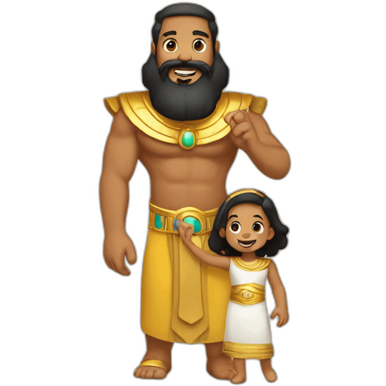 Pharao with beard playing with his 2 year old daughter emoji