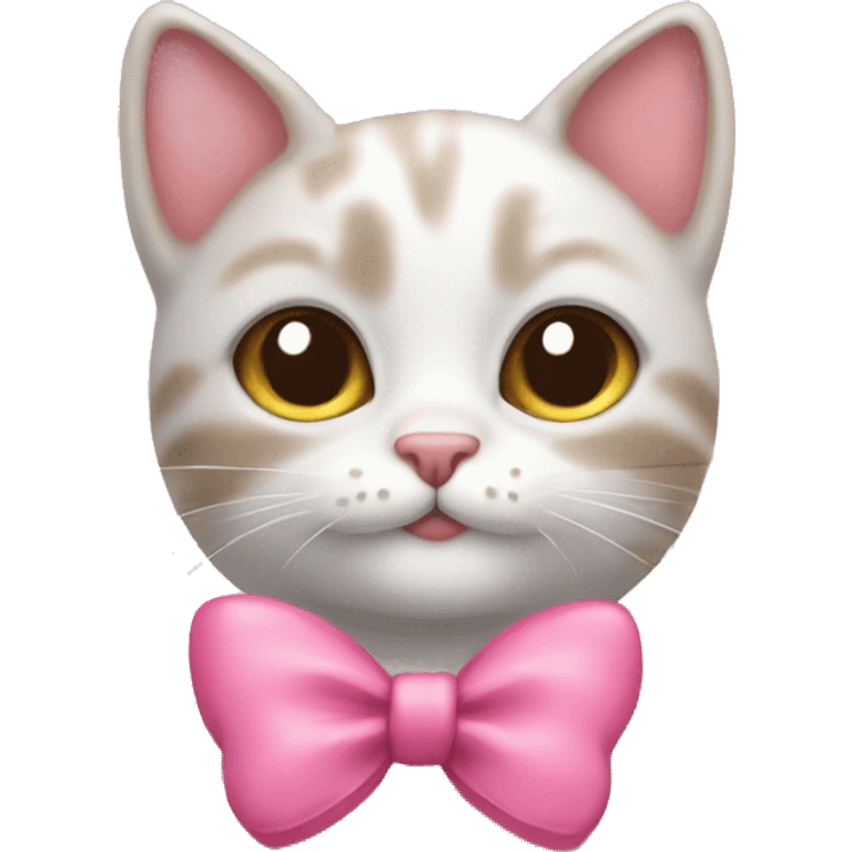 Cute cat with pink bow and hearts  emoji